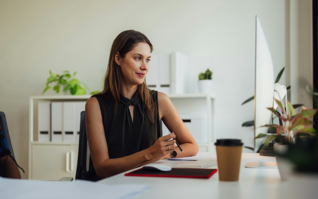 Marketing accounting manager working with happiness at company